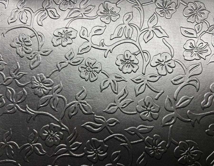 Flower Print Embossed Cow and Goat Leather